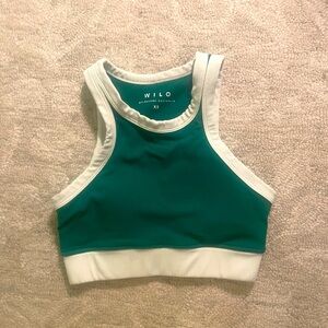 Green and white wilo sports bra